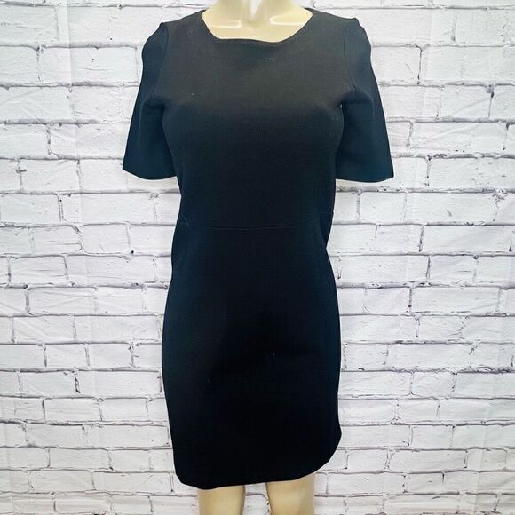 J.Crew Dresses & Skirts - J. Crew Womens Black Wool Knee Length Short Sleeve Sheath Dress Size 4